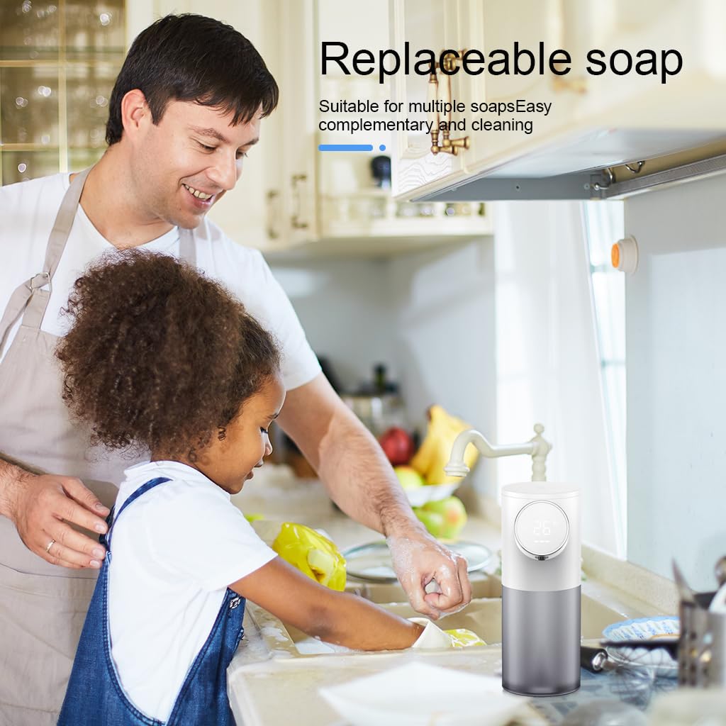 HANNEA Soap Dispenser for Bathroom, Automatic Foaming Handwash Dispenser, 320ml 1500mAh Rechargeable Touchless Waterproof Shampoo Hand Foam Wash Dispenser with 6 Adjustable Bubble Levels(White) HANNEA Soap Dispenser for Bathroom, Automatic Foaming Handwash Dispenser, 320ml 1500mAh Rechargeable Touchless Waterproof Shampoo Hand Foam Wash Dispenser with 6 Adjustable Bubble Levels(White)